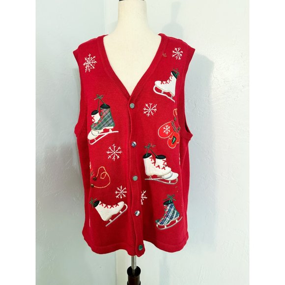 Vintage Ugly Christmas Sweater Vest Unique Oversized Holiday 2X - Picture 2 of 12